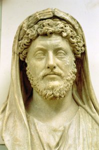 Portrettbyste av Marcus Aurelius (121-80 e.Kr.) (marmor)